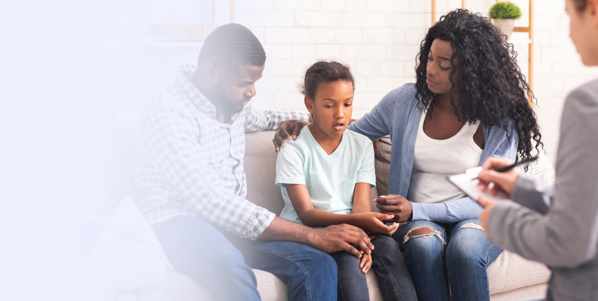 a couple with their child went to their psychiatrist to talk about her problem