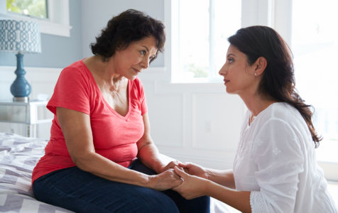 senior lady trying to calm down