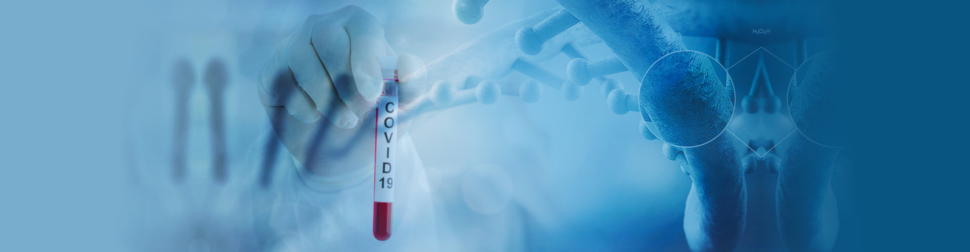 coronavirus COVID 19 blood sample in research laboratory with DNA